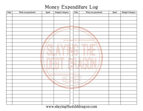 Money Expenditure Log B&W