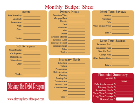 Red & Yellow Budget Form